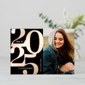 2025 Foto Graduation Party Roos Gold Folie Uitnodiging (Staand Voorkant)