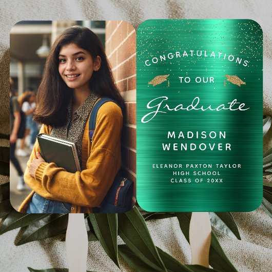 2025 Foto Groen Geborsteld Metaal Afstuderen Handwaaier