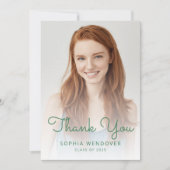 2025 Foto Groene Glitter Drip Afstuderen Bedankkaart (Voorkant)