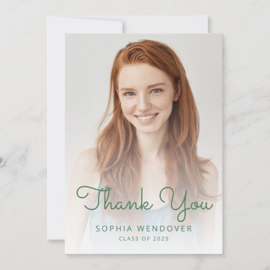2025 Foto Groene Glitter Drip Afstuderen Bedankkaart (Voorkant)