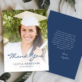2025 Foto Klassiek Modern Navy Blauw Wit Bedankkaart