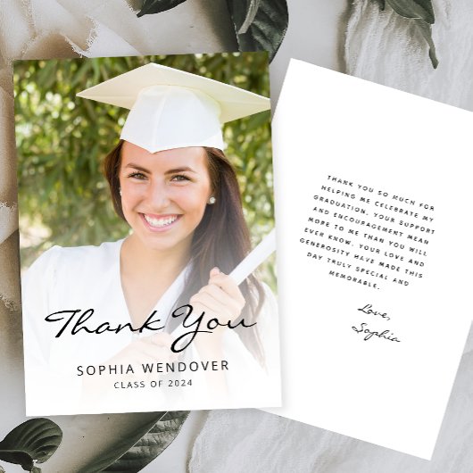 2025 Foto Klassiek Modern Zwart Wit Bedankkaart