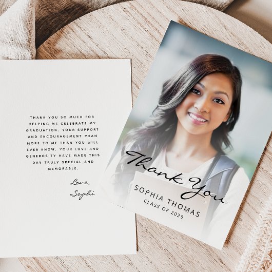 2025 Foto Klassiek Modern Zwart Wit Bedankkaart