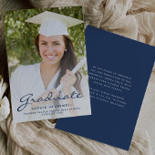 2025 Foto Navy Blue Afstuderen Aankondiging