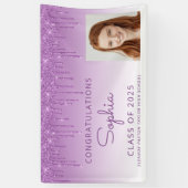 2025 Foto Paarse Glitter Drip Afstuderen Spandoek (Verticaal)