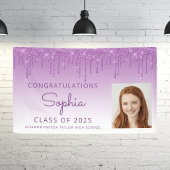 2025 Foto Paarse Glitter Drip Afstuderen Spandoek