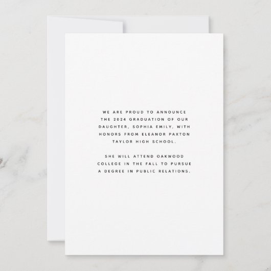 2025 Foto White Black Script Afstudeerder Aankondi Kaart (Achterkant)