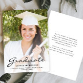 2025 Foto White Black Script Afstudeerder Aankondi Kaart