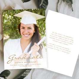2025 Foto White Gold Script Afstudeerder Aankondig Kaart
