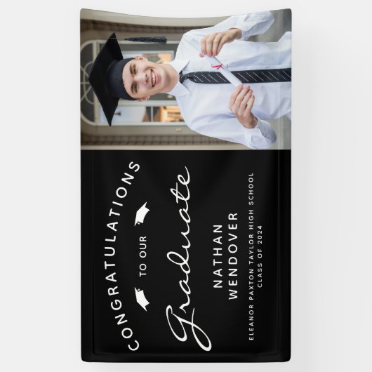 2025 Foto Zwart-wit Afstuderen Spandoek (Verticaal)