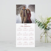 2025 Fotokalender 4x9 Rood/Wit Vakantie Kaart (Staand voorkant)