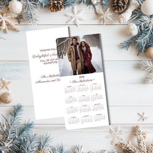 2025 Fotokalender 4x9 Rood/Wit Vakantie Kaart