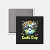 2025: Funny Earth Day – Red de planeet Schattigee Magneet (Voorkant / Achterkant)