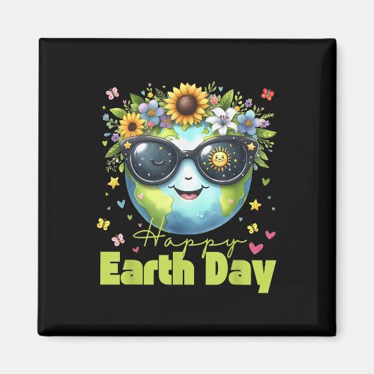 2025: Funny Earth Day – Red de planeet Schattigee Magneet (Voorkant)