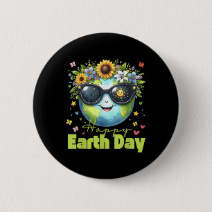 2025: Funny Earth Day – Red de planeet Schattigee Ronde Button 5,7 Cm