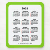 2025 Geel Groen 52-wekenkalender door Janz Muismat (Voorkant)