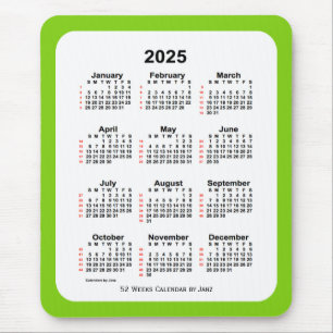 2025 Geel Groen 52-wekenkalender door Janz Muismat