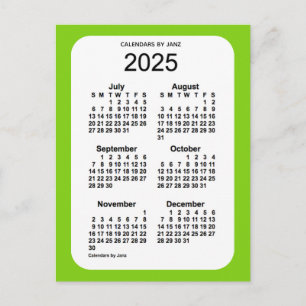 2025 Geel Groen 6-maandelijkse Mini Agenda van Jan Briefkaart
