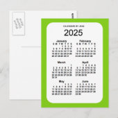 2025 Geel Groen 6-maandelijkse Mini Agenda van Jan Briefkaart (Voorkant / Achterkant)