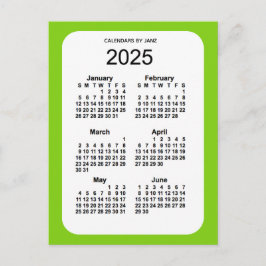 2025 Geel Groen 6-maandelijkse Mini Agenda van Jan Briefkaart