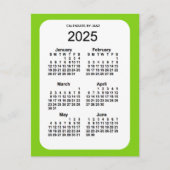 2025 Geel Groen 6-maandelijkse Mini Agenda van Jan Briefkaart (Voorkant)