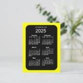 2025 Geel Neon 6 maanden Mini Kalender door Janz Briefkaart (Staand voorkant)