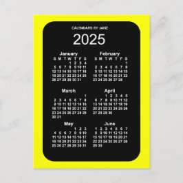 2025 Geel Neon 6 maanden Mini Kalender door Janz Briefkaart