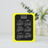2025 Geel Neon 6 maanden Mini Kalender door Janz Briefkaart (Staand voorkant)