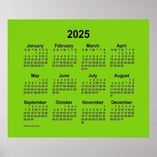 2025 Geelgroene kalender van Janz Print
