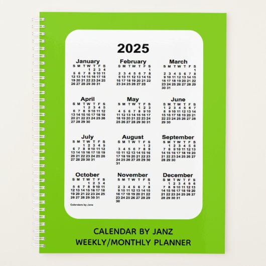 2025 Gele groene agenda van Janz (Voorkant)