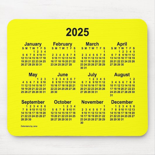 2025 Gele kalender door Janz-Muismat Muismat (Voorkant)