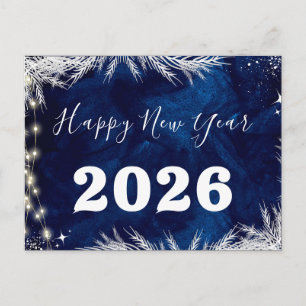 2025, Gelukkig Nieuwjaar! Blauwe vakantie Vrolijk  Briefkaart