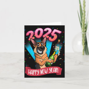 2025 Gelukkig Nieuwjaar Duitse Herder Editie  Kaart