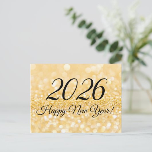 2025 Gelukkig Nieuwjaar! goud glitters sprankelt Briefkaart (Staand voorkant)