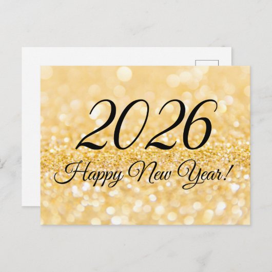 2025 Gelukkig Nieuwjaar! goud glitters sprankelt Briefkaart (Voorkant / Achterkant)