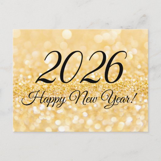 2025 Gelukkig Nieuwjaar! goud glitters sprankelt Briefkaart (Voorkant)