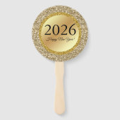 2025 Gelukkig Nieuwjaar, goud metallic schittert Handwaaier (Achterkant)
