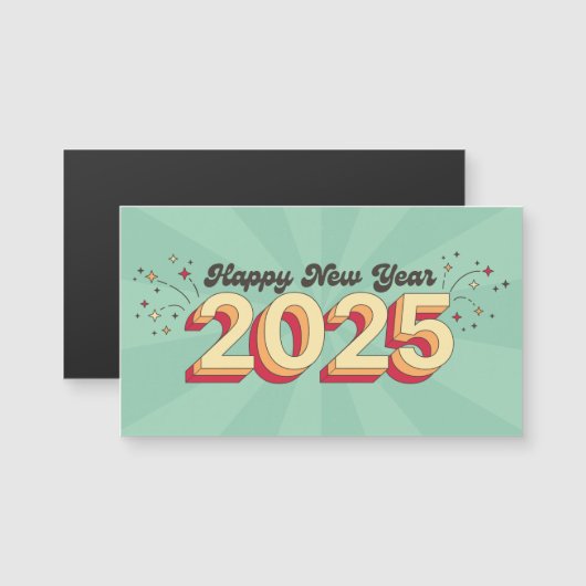 2025 Gelukkig Nieuwjaar Groovy Tekst (Voorkant / Achterkant)