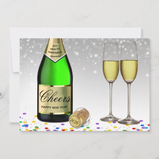 2025 Gelukkig Nieuwjaar Mousserende Wijnfles (Voorkant)