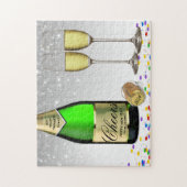 2025 Gelukkig Nieuwjaar Mousserende Wijnfles Legpuzzel (Verticaal)