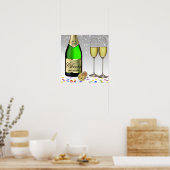 2025 Gelukkig Nieuwjaar Mousserende Wijnfles Poster (Keuken)