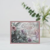 2025 Gelukkig Nieuwjaar Roze Custom Business Feestdagenkaart (Staand voorkant)