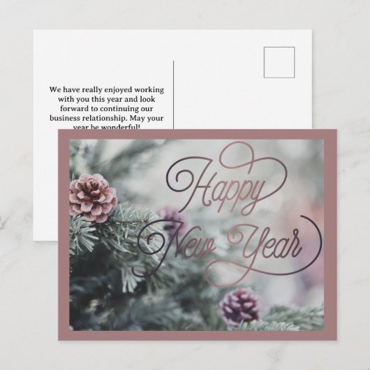 2025 Gelukkig Nieuwjaar Roze Custom Business Feestdagenkaart (Voorkant / Achterkant)