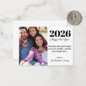 2025 Gelukkig Nieuwjaar, stijlvol script, vakantie Notitiekaartje (Voorkant / Achterkant in situ)