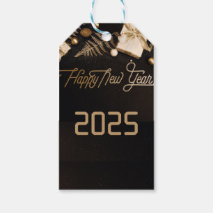 2025 Gelukkig Nieuwjaar Zwart Custom Gold Business Cadeaulabel