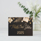 2025 Gelukkig Nieuwjaar Zwart Custom Gold Business Feestdagenkaart (Staand voorkant)