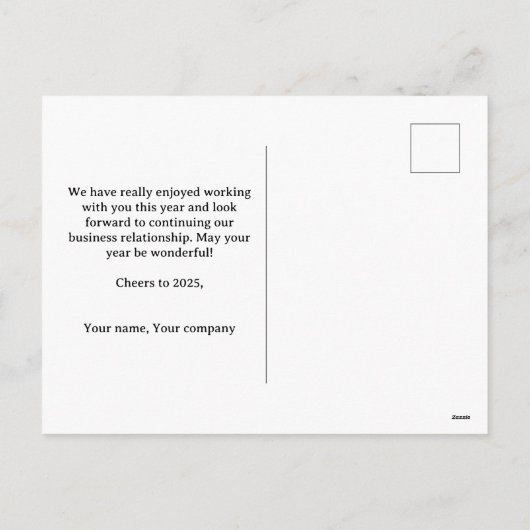 2025 Gelukkig Nieuwjaar Zwart Custom Gold Business Feestdagenkaart (Achterkant)