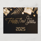 2025 Gelukkig Nieuwjaar Zwart Custom Gold Business Feestdagenkaart (Voorkant)