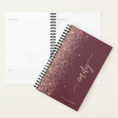 2025 Gepersonaliseerde Bourgogne Roos Gouden Glitt Planner (Display)
