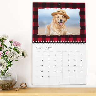 2025 Gepersonaliseerde Hond Pet Foto's Red Buffalo Kalender